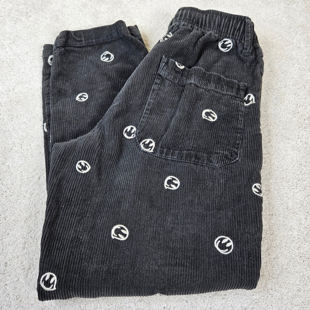 Urban Outfitters Men's Black Corduroy Smiley Face Tie Waist Pants Sz S Whimsical - Picture 2 of 9